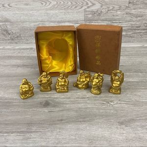 New in box decorative Gold Laughing Buddha Set